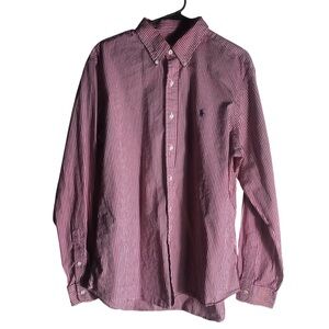 Ralph Lauren blue label red/white Custom Fit long sleeve button down shirt Sz XL